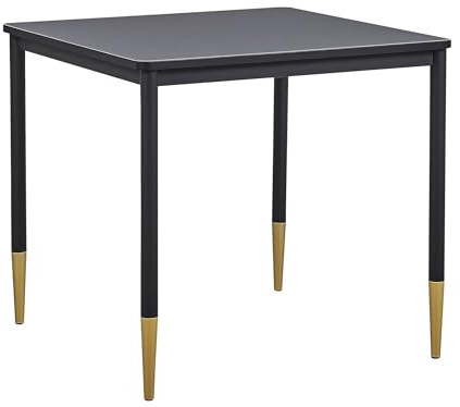 Beliani Mesa de Comedor Tablero de MDF Negro Mesa de Cocina Cuadrada 80 x 80 cm con Patas de Metal Estilo Glamour Shalford