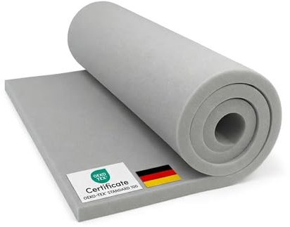 FORTIS POLSTER Lastra di Schiuma Poliuretanica RG25/44 140 x 200 x 5 cm, Gommapiuma da Tagliare per Tappezzeria e Imbottiture, per Sedute, Mobili e Fai da Te, Oeko-Tex Standard 100, Prodotto nell'UE