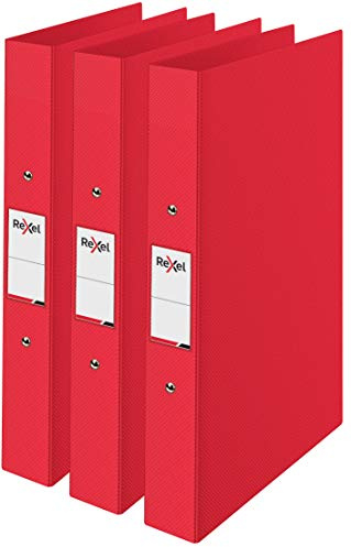 Rexel Choices, raccoglitore ad anelli A4, dorso da 25 mm, capacità 190 fogli, cartella portadocumenti, colore rosso, confezione da 3, 2115730