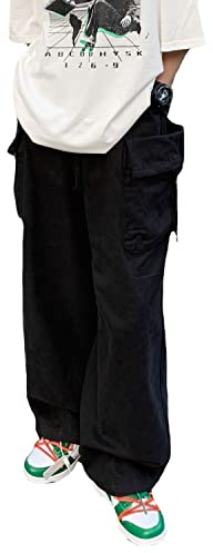 Hewlshawn Damen Goth Cargohose Baggy Hose mit weitem Bein Vintage Casual Harajuku Hose