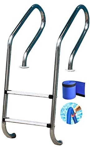 Lsoiup Poolleiter mit Plattform, strapazierfähige Poolstufe für im Boden eingelassene Pools, 200 kg belastbares EIN- und Ausstiegssystem für im Boden eingelassene Schwimmbecken