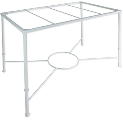 Mesa de forja para salon, cocina, comerdor. 120x70 Regulable a doble altura. Ideal para ropa camilla, forja nacional. Mesa comedor en blanco o negro. Mesa para brasero (Blanco)