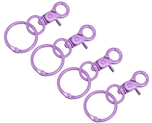 sourcing map Giratorio Cierres Cordón Seguridad Gancho con Encuadernación Anillos, 44mm Colorido Langosta Pinza Cierre para Llaves Organización, Bricolaje Artesanías, Púrpura, 4uds