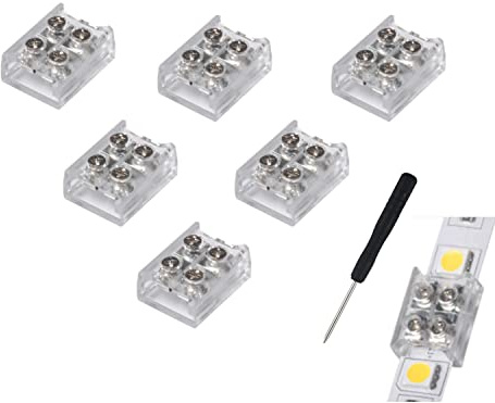 2-Pin LED Connectors Unwired Screw Down Terminal Block Solderless Extension Connection for 8mm strip to strip Single Color LED Strip Lights