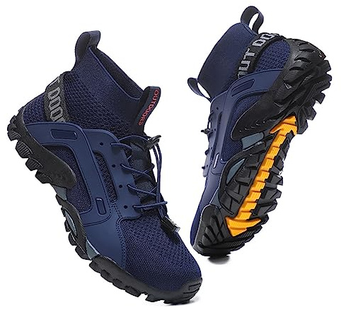 FANSU Water Shoes Men Women, High top Summer Barefoot Shoes Aqua Shoes, Socks Lightweight Quick Drying Unisex Sport Trainers Shoes for Outdoor Walking Swim Beach Surf Dark Blue