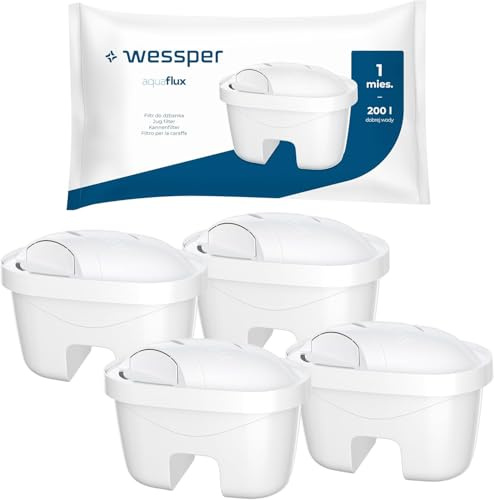 Wessper Wasserfilter Kartuschen für Wasser Kanne, Aktivkohlefilter mit Silber Imprägnierter, Ersatz Filter für Laica Bi-Flux, Dafi Unimax, PearlCo – 4 Stück