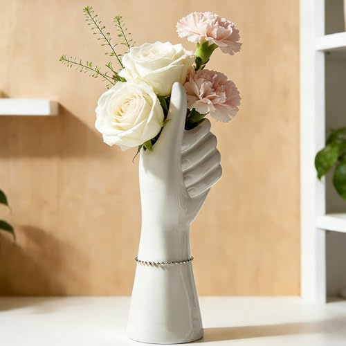 Disoza vita vas bordsdekoration keramik modern handvas vit vintage för pampasgräs blommor torkade blommor blomvas bröllop porslin kök kontor