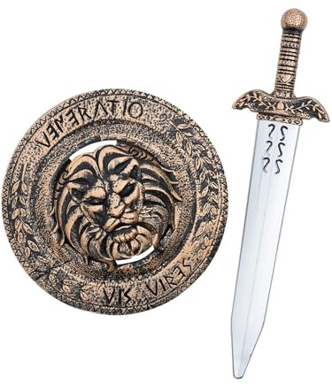 Smiffys Gladiator Lion Shield and Sword, 49cm, Roman Toy Weapons Set