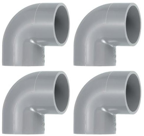 QUARKZMAN 4Pcs PVC Conector Codo de 90 Grados para Tubería de Agua, 32mm Interior Diámetro Conector de Tubería de PVC Codo de 2 Vías, Gris
