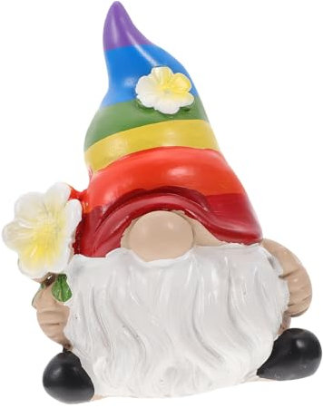 EXAOMBLE Outdoor Garden Gnome Decor Adorable Rainbow Gnome Statue for Lawn and Landscape Ornament Unique Garden Decoration for Courtyard and Home Decor