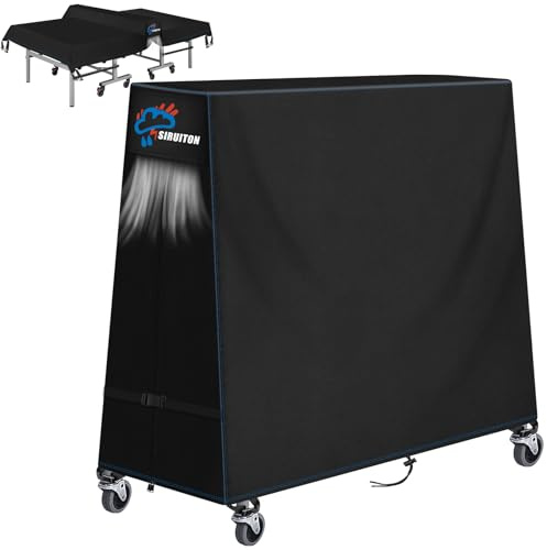 SIRUITON Housse de table de tennis de table Compatible avec les tables pliantes et fixes, résistance élevée, imperméable et respirable en 500D, protection pour table de ping-pong（173x77x158cm）