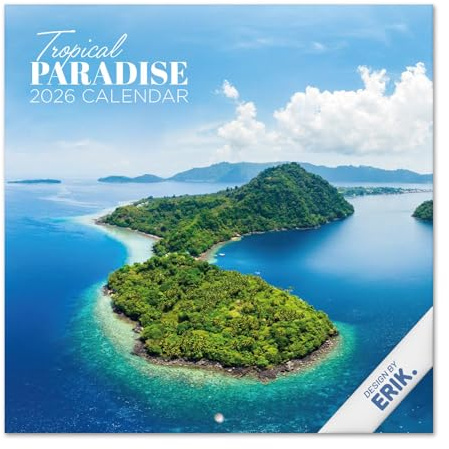 Grupo Erik Calendario 2026 pared Paraiso Tropical - Almanaque pared 2026 : Planificador mensual Con espacio para Anotar, Ilustraciones y Fácil de colgar (30x30cm)