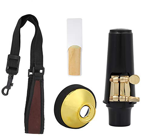 Walfront Ensemble d'accessoires pour Saxophone Alto 4 en 1, Silencieux de Haute qualité et Sangle de Cou pour Musiciens