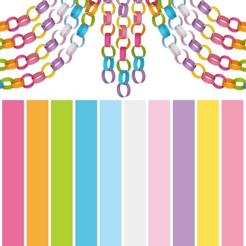 CHRORINE Papierketten für Ostern, farbige Papierstreifen für Festivals, Partys, Dekorationen, Bastelbedarf (Osterfarben, 2,5 x 18 cm), 600 Stück
