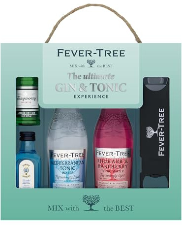 Fever-Tree Ultimate Gin & Tonic Experience, with 2 x 5cl gins, 2 x 200ml tonics and a branded bar blade.