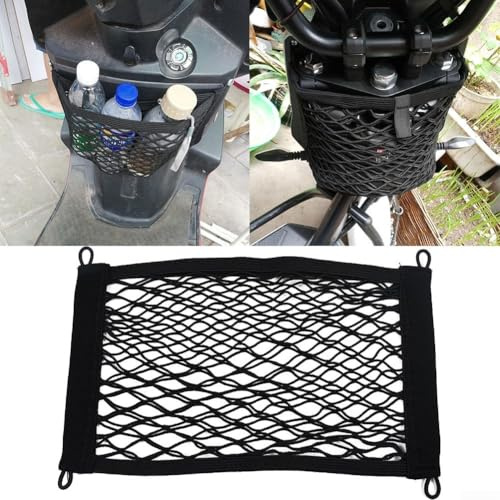 Motorcycle Trunk Storage Net Bag with Elastic Mesh and Sturdy Nylon Hooks for Reliable Cargo Fixation on Motorbikes and Electric Vehicles (35x20cm)