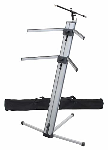 Classic Cantabile Keyboardständer KS-100 silber inklusive Pronomic Mikrostativ und Tragetasche