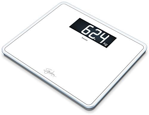 Beurer GS 410 white Signature Line Glas-/Personenwaage, mit extra großer Trittfläche aus superweißem Sicherheitsglas, stylischem Schwarz-Display im XXL-Format und Tragkraft bis 200 kg