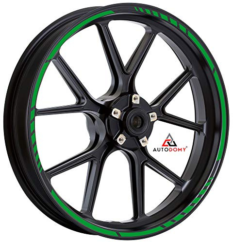 Autodomy Pack 6 Units Wheel Rim Stickers Desing Sport | Complete set for 2 Motorcycle Wheel Stripes 15 to 19 Resistant Rain and UV | Motorbike Stickers Green