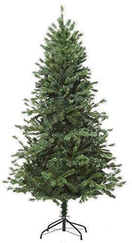 HOMCOM Árbol de Navidad Ø90x180 cm Artificial con 696 Ramas PE Tridente y PVC Individual y Base Plegable Árbol Navideño Decorativo Exteriores Interiores Verde