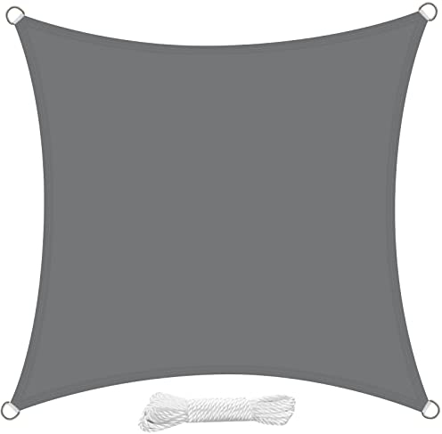 swift Toldo Vela de Sombra Cuadrado 3x3 m PES Impermeable Protección Rayos UV para Patio Exteriores Jardín, Color Gris