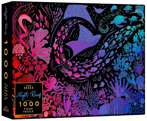 Puzzle - Night Reef | Für Erwachsene | 1000 Stück | Schwarz | Anspruchsvoll | Korallenriff Ozean Meer und Hai | 70 x 50 cm | Elena Essex