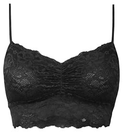 Snocks Spitzen BH - Damen Bustier Spitze, Ohne Bügel, Verstellbare Träger, Elastischer Bund - Angenehm Weiche Material, Sinnliches Design - Gr. L - Farbe Schwarz