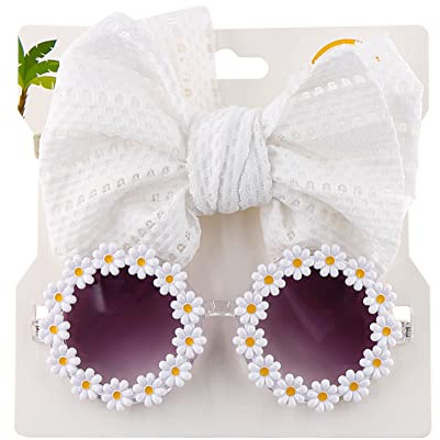 ISAKEN Occhiali da Sole a Fiori Occhiali da Sole per Bambini Elastico Bambina Cerchietti Capelli con Fiocco Fasce Morbidi Turbante Neonata Elastiche Fasce per Capelli per Bambini