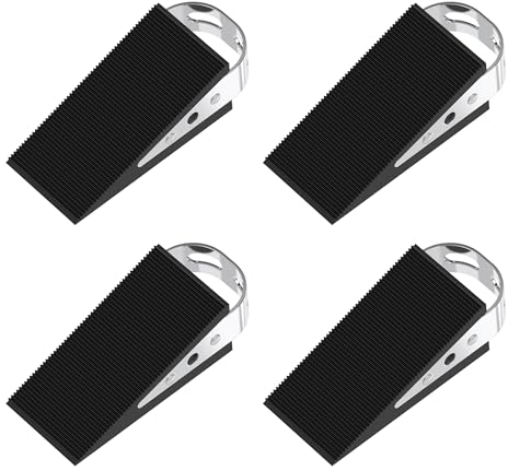 FLORA GUARD 4 Stück Türkeil Gummi -Stapelbar Hochleistungs Türstopper, kratzfester, Rutschfester keil mit Edelstahlhaltern