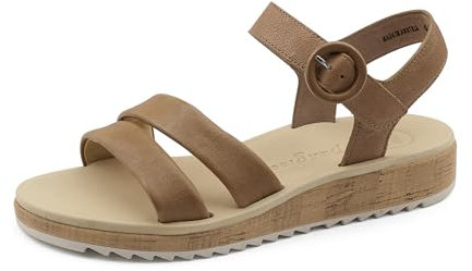 Paul Green Damen, Frauen Sandaletten,Sommersandalen,bequem,flach,Sommerschuhe,Freizeitschuhe,offene Schuhe,Strandschuhe,Braun (JA),38.5 EU / 5.5 UK