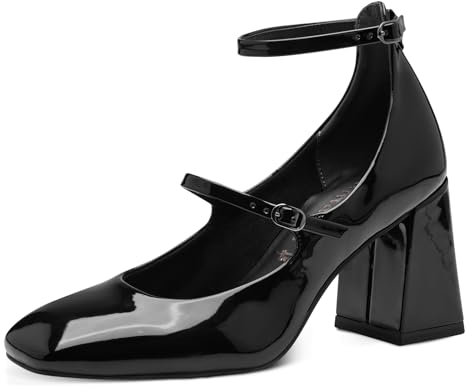Tamaris Damen Pumps Blockabsatz Vegan; BLACK, EU 39
