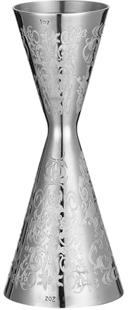 Cocktail Geek Double Cocktail Jigger Slim Style Measuring Jigger with Etched Pattern (Polisehd Spirit)