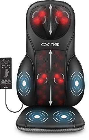 COMFIER Shiatsu Back Massager with Heat, Deep Kneading & Rolling Massage Chair Pad, Chair Massager for Office Home Use Mothers Day Gifts for Womem