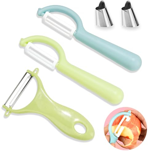 Sparschäler Kartoffelschäler Set Kinderschäler Universalschäler Schäler mit Drehbare Klingen Peeler Multifunktion Y-Förmig Gemüseschäler für Gemüse Obst Karotten 3Pcs