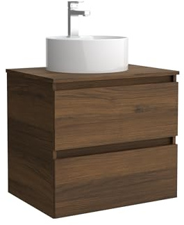 Mueble de baño Bequia 70cm + Encimera + Lavabo posar | Nogal|70x45x56