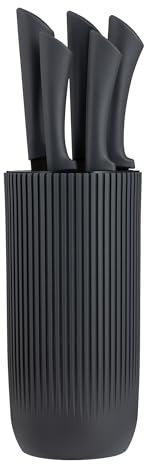 Viners Everyday Urban Ripple 5 Piece Knife Block Set; Chef, Bread, Carving, Utility & Paring Knives, Black, Stainless Steel, 0305.265