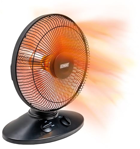 EZ-HEAT 1,000-Watt Indoor Parabolic Dish Space Heater with 70-degree Wide Oscillation and Dual Heat Settings, Adjustable Tilt, Tip Over Switch & Overheat Protection Sensor, MT-BFGD-8C
