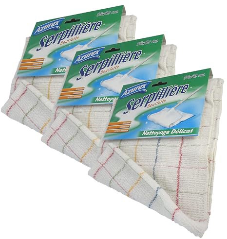 La Corvette Azurex - Serpillère Traditionnelle - 50x60 cm nettoyage délicat (Lot de 3)