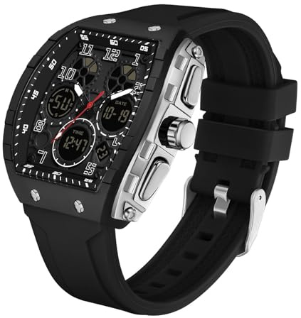 findtime Montre Militaire Tactique de Sport pour Homme Chronomètre à Grand Cadran Étanche 50 Mètre 5 ATM, Alarme Rétroéclairage Montre-Bracelet pour l'extérieur Analogique Numérique