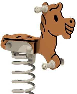 Wickey PRO Jumpey Spring Rocker Horse Brown - Feather Animal Playground Device - Includes Ground Anchor - Outdoor Playground Seesaw for Children - for Public Playgrounds and Schools