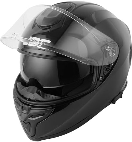 JDC Motorcycle Helmet Full Face - Retractable Double Visor ECE 22.06 - SABRE - Black - L