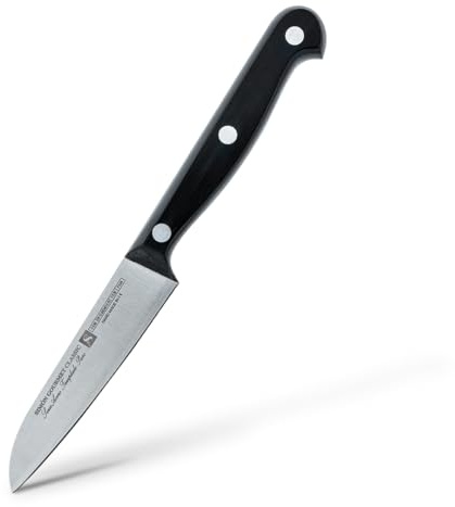 Cuchillo Pelador Simón Gourmet Classic - Cuchillo Profesional para Pelar y Trocear, Hoja Enteriza de Acero Troquelado, Mango Negro Ergonómico, Ligero y Duradero