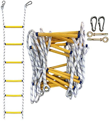 Escalera de emergencia para escape de incendios de 20 m, resistente al desgarro, escalera de cuerda para ventana y balcón, hasta 420 kg de capacidad de peso