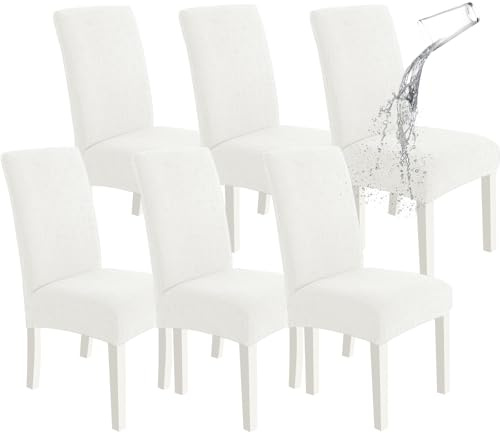 Ystyle Fundas Sillas De Comedor Pack 6, Fundas Sillas Extensible, Crema | Fundas Sillas Universal Ajustable, Funda para Sillas Elástica, Cubre Funda Protectora Sillas Lavable, Funda Protectora Sillas