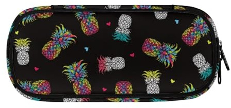 LWLFC Federmäppchen Große Kapazität Schwarze Ananas Mäppchen Jungen Federtasche Federmappe,Stiftemäppchen, Make-Up Tasche für Schule & Büro Damen Mädchen