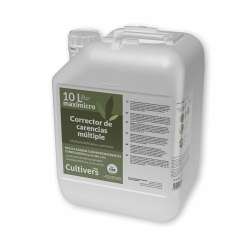 CULTIVERS Corrector Carencias Plantas 10 L Abono Ecológico con Hierro Cobre Manganeso Boro y Zinc | Fertilizante líquido con micronutrientes para carencias nutricionales en huerto y jardín