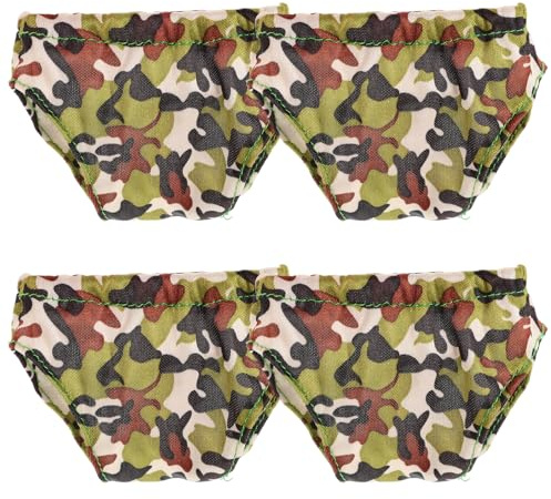Veemoon Lot de 4 Culottes Réutilisables Taille 18 Pouces pour Poupée, sous-vêtements en Tissu Doux Couleur Vert Militaire, Accessoires pour Habiller Poupée, Jeu D’Imitation et Costume