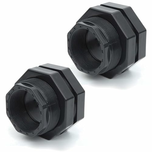 SENRISE Adaptador de conector de tanque de agua de rosca de PVC de 40 mm para barriles de lluvia y piscinas (2 unidades)