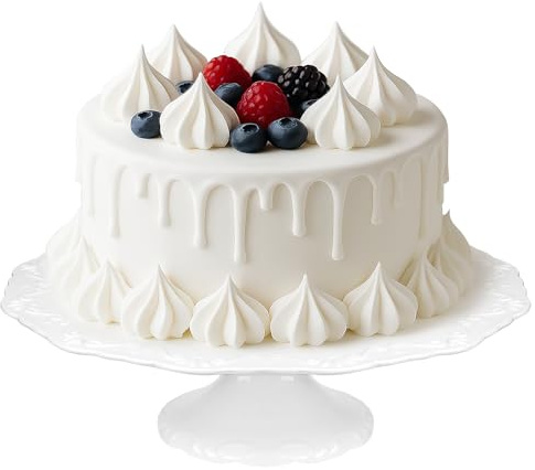 Goiern Soporte Para Pasteles De Porcelana Blanca De 12 Pulgadas (30cm), 1 Pieza Elegante Soporte Europeo Con Relieve Y Base Alta, Apto Para Lavavajillas, Ideal Para Tarta