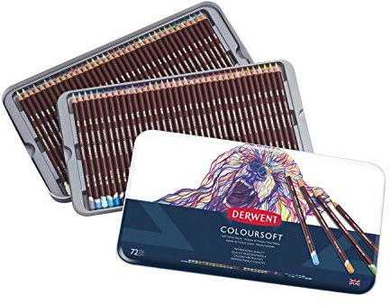Derwent Coloursoft Färgpennor, Rita, Skissa och Skriv, Set med 72 Pennor, Perfekt För Att Bygga Upp Färg, Professionell Kvalitet, 0701029